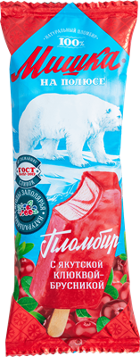 Мороженое эскимо "Мишка на полюсе" Ягоды заполярья клюква - брусника 75г - фото 5320