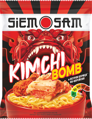 Лапша быстрого приготовления "SIEM SAM" KIMCHI Острая курица по-корейски 90г (флоупак) - фото 6167