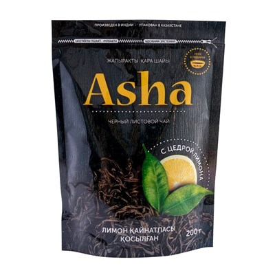 Чай Asha черный индийский листовой с цедрой лимона 200г zip-lock с пиалой - фото 6197