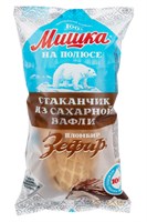 Мороженое "Мишка на полюсе" Пломбир Зефир стаканчик из сахарной вафли 80г